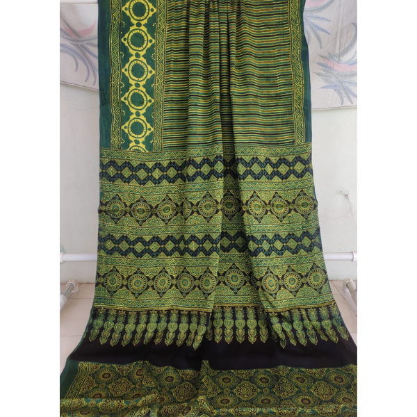 Ajrakh Block print Saree 
